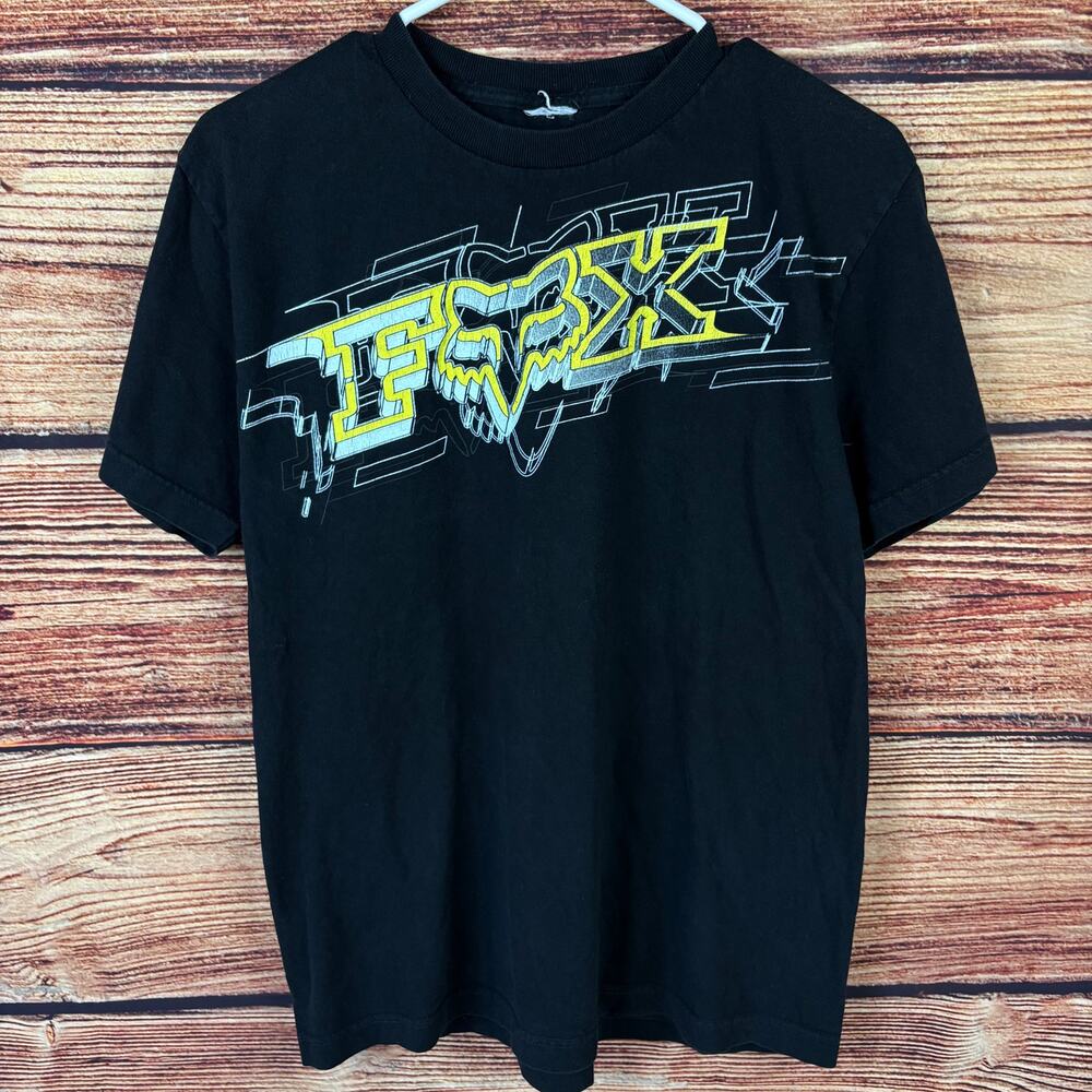 Vintage Y2k Fox Motocross Racing Black Graphic T-shirt - Picture 2 of 7
